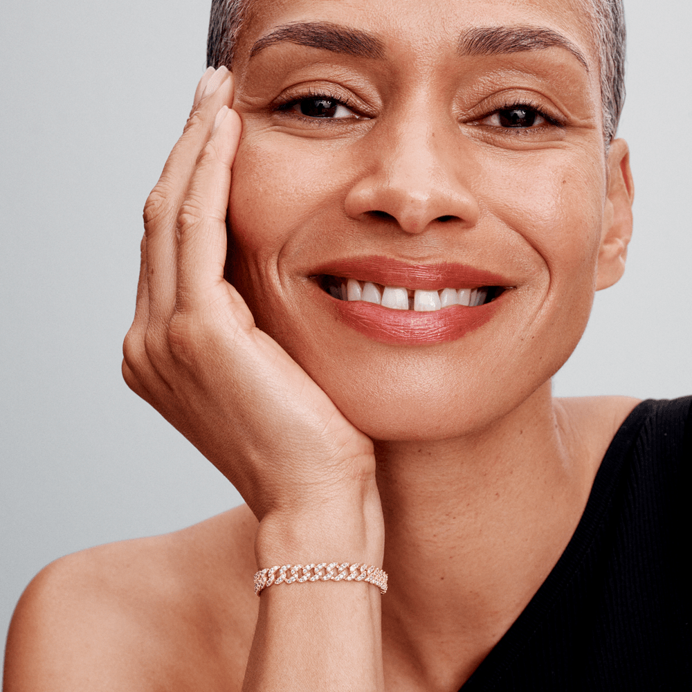 צמיד קובני משובץ | זהב לבן
