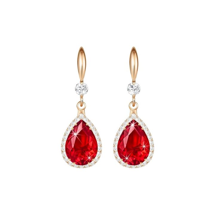 עגילי טיפת רובי | זהב ורוד