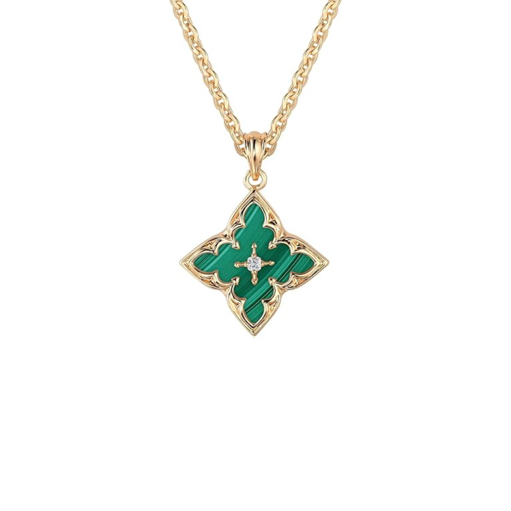 תליון תלתן אמרלד | זהב